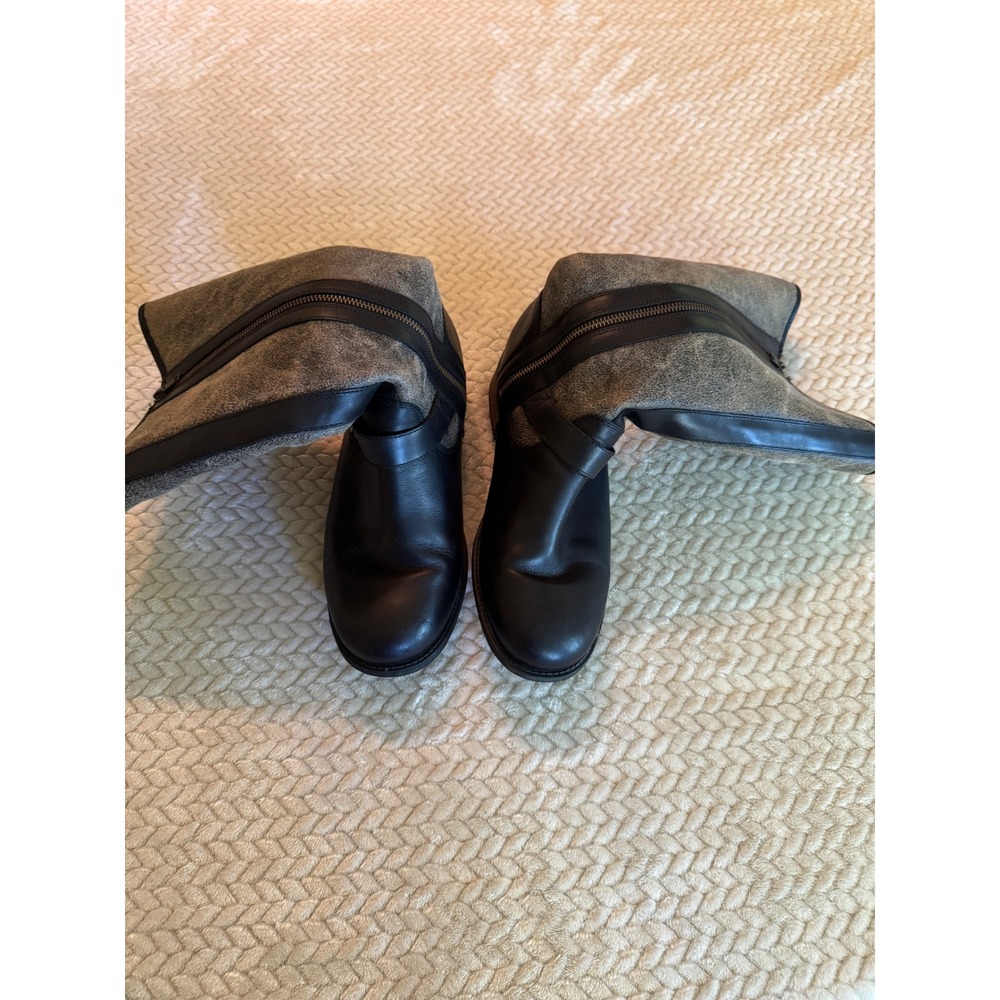 UGG Simmens Black Leather Suede Shearling Lined Tall Moto Boots 1006679 Size 10
